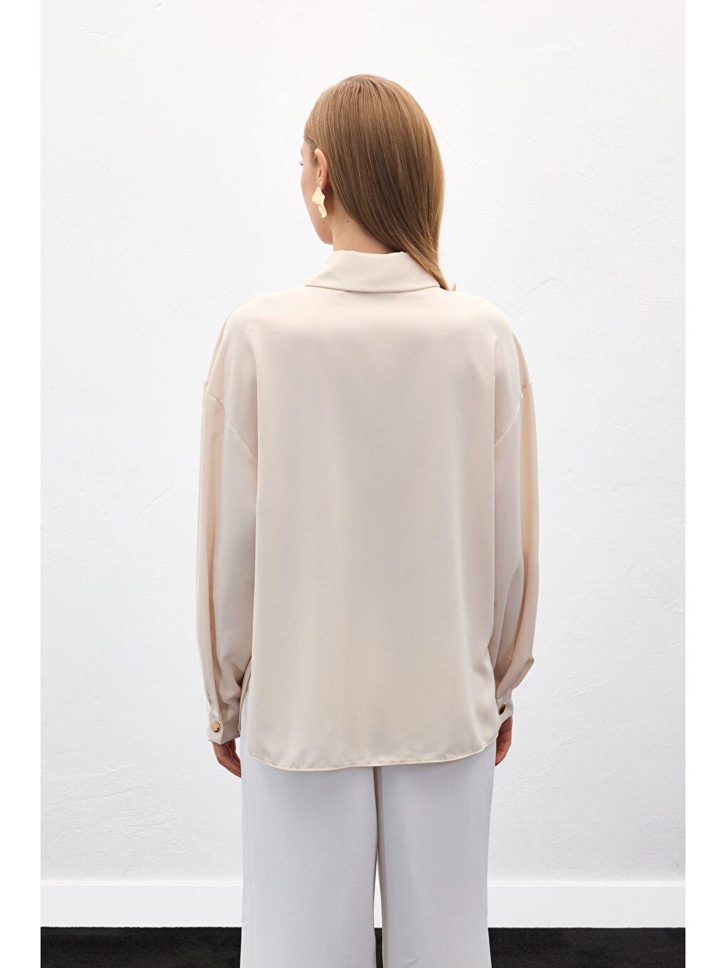 Çıtçıt Detaylı Gömlek - Bej-6