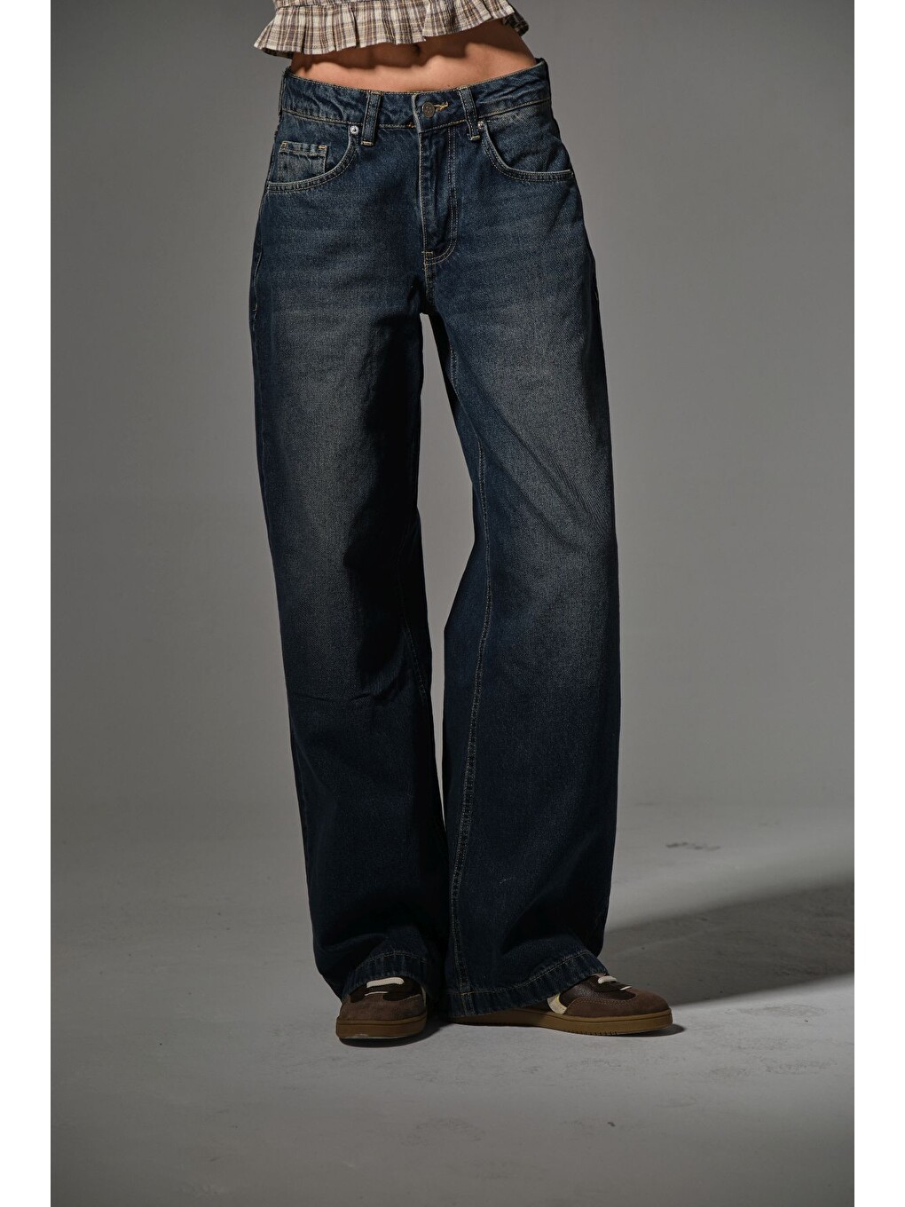 Mavi Bol Kesim Denim Geniş Paça Rahat Baggy Jean Jean Salaş Kadın Pantolon @Varese-1