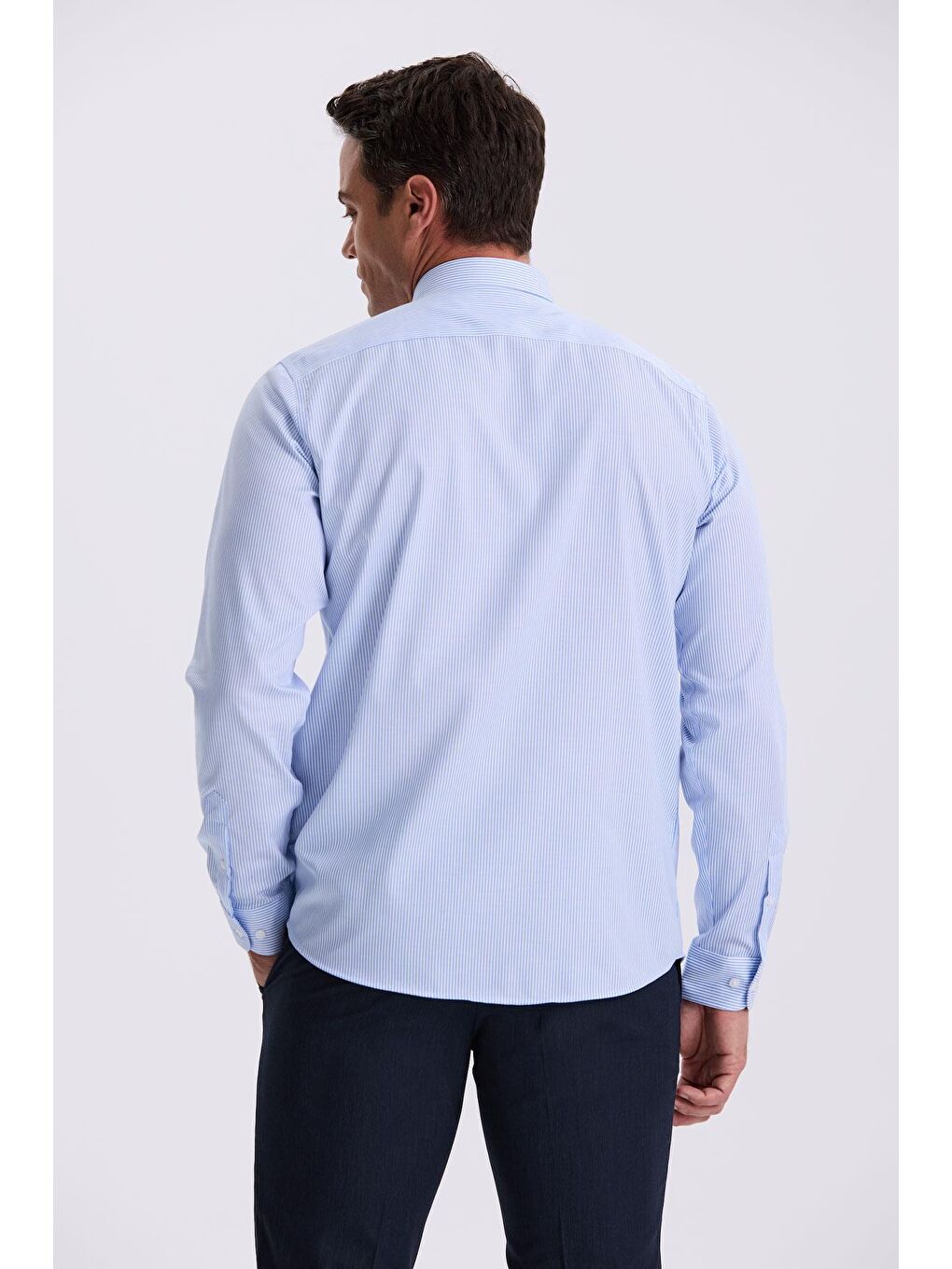 Mavi Comfort Fit Ütü Gerektirmeyen %100 Pamuk Çizgili Non İron Gömlek-3