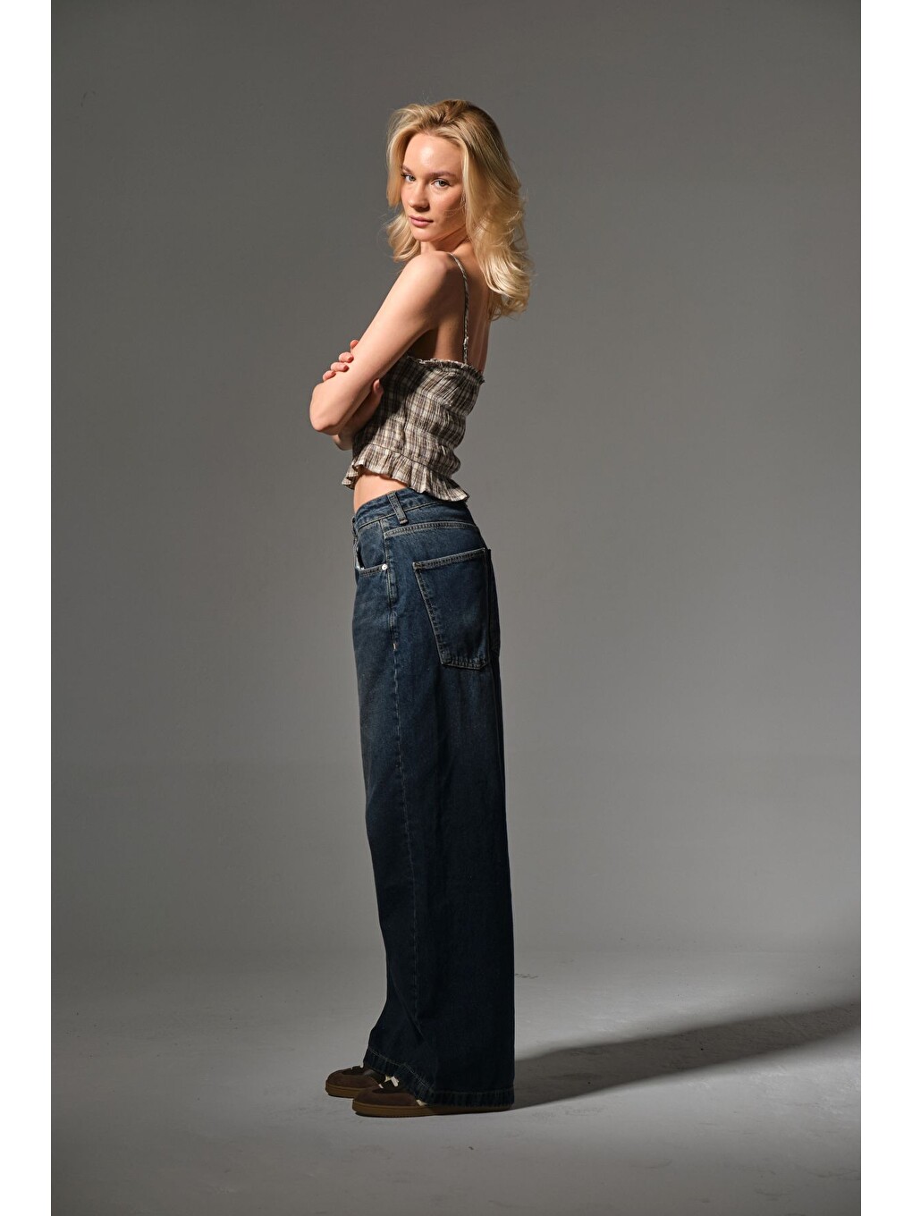 Mavi Bol Kesim Denim Geniş Paça Rahat Baggy Jean Jean Salaş Kadın Pantolon @Varese-3