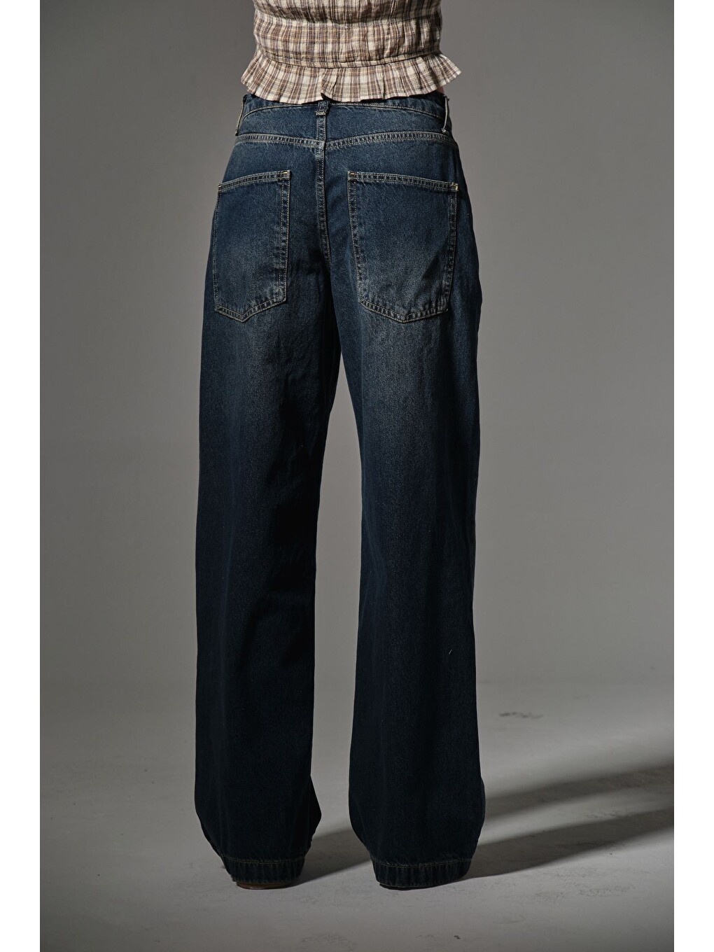 Mavi Bol Kesim Denim Geniş Paça Rahat Baggy Jean Jean Salaş Kadın Pantolon @Varese-5