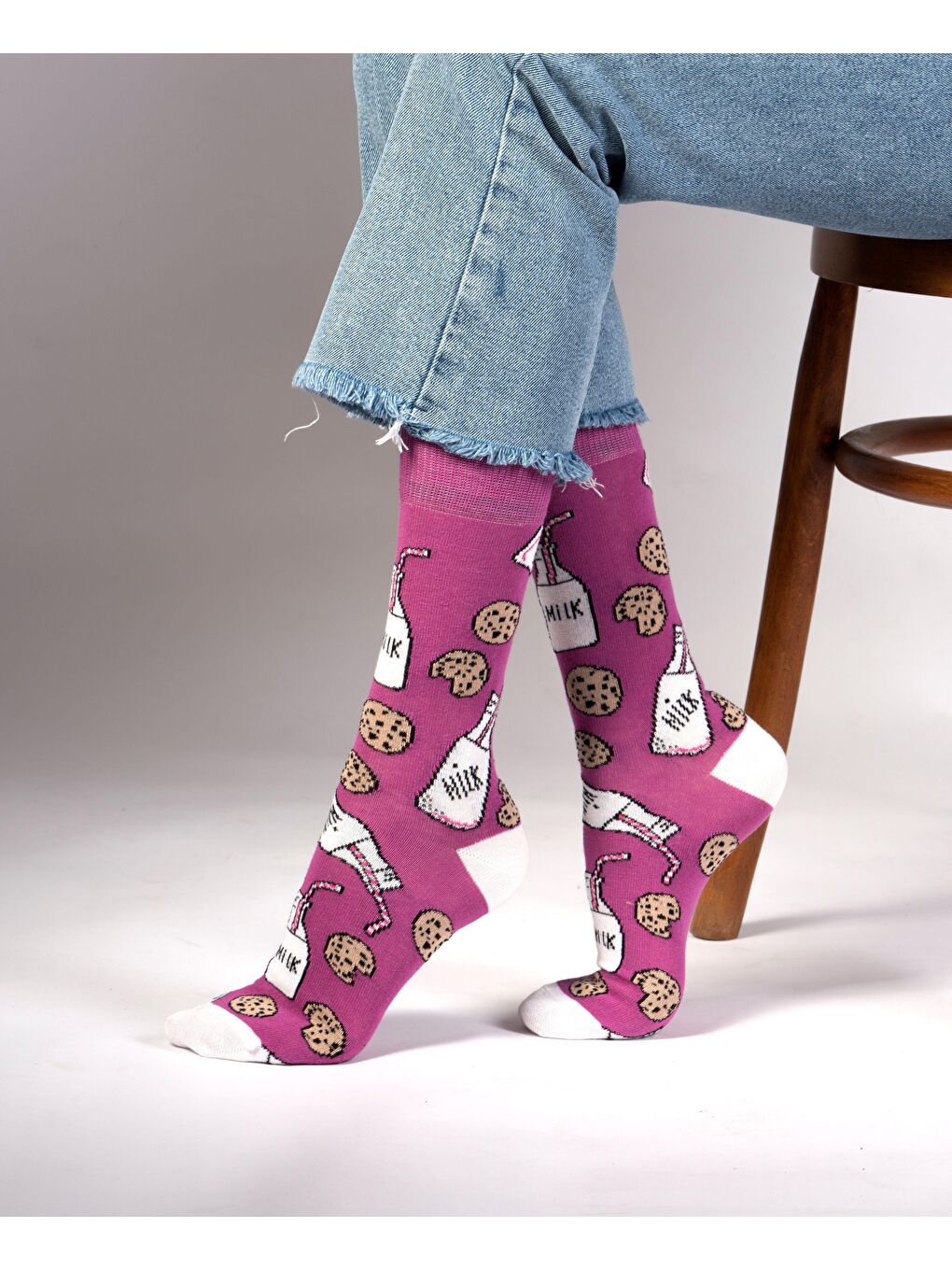 Mor Milk Desenli Çorap-2