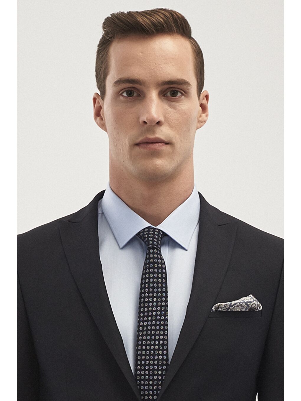 Erkek Lacivert Su Geçirmez Ekstra Slim Fit Kırlangıç Yaka Yünlü Nano Takım Elbise-4