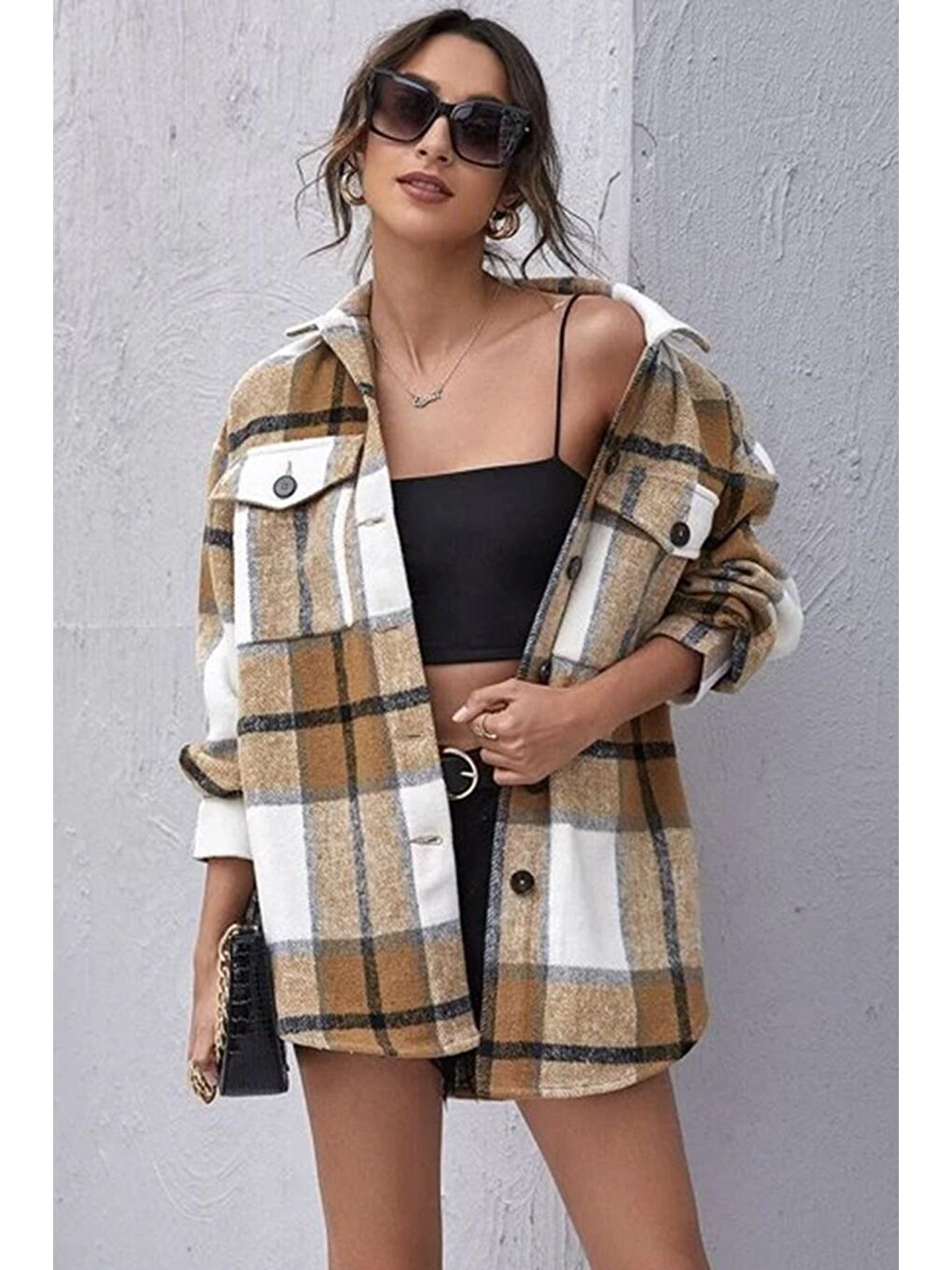 Madmext Sari Sarı Over Size Oduncu Gömlek Mg042 - 1