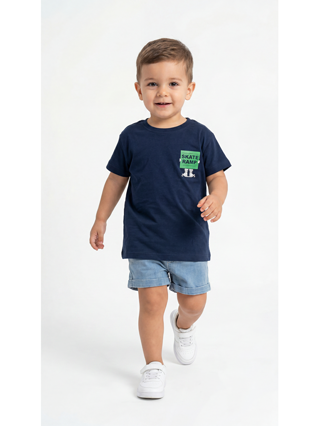 Lacivert Skate Ramp Baskılı Erkek Bebek Alt Üst Takım