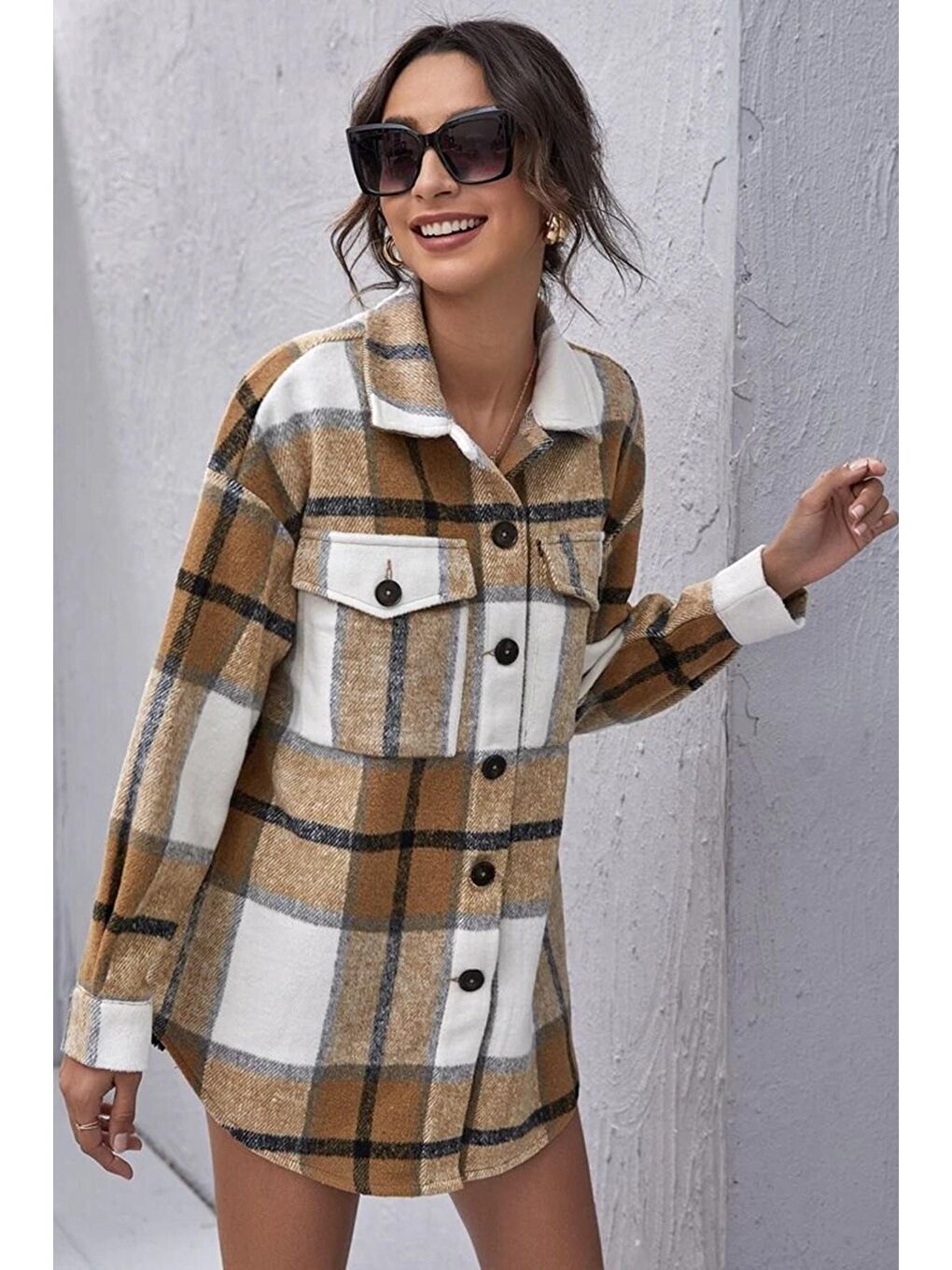 Madmext Sari Sarı Over Size Oduncu Gömlek Mg042 - 2