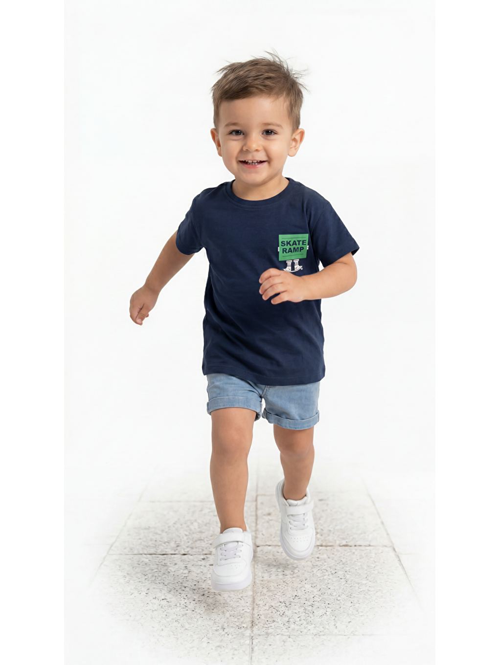Lacivert Skate Ramp Baskılı Erkek Bebek Alt Üst Takım-1