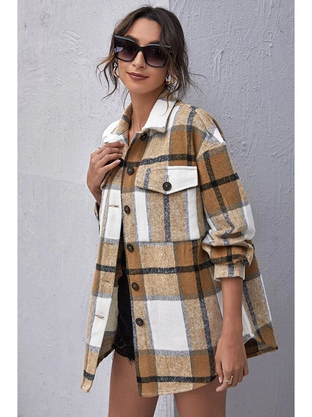 Madmext Sari Sarı Over Size Oduncu Gömlek Mg042 - 3
