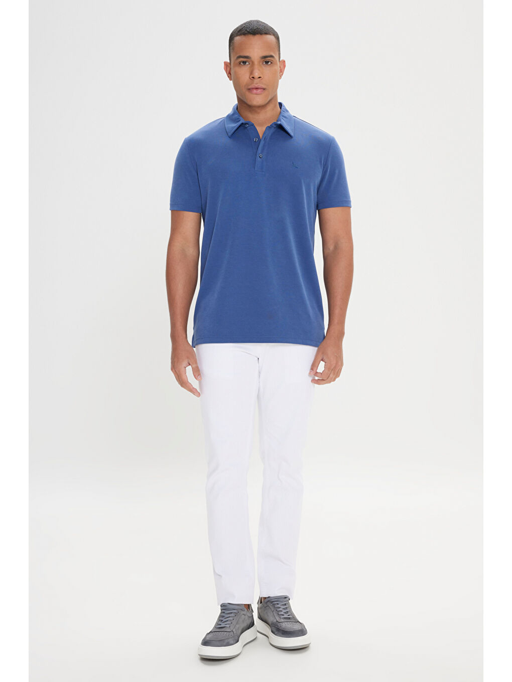 Erkek İndigo Slim Fit Dar Kesim Polo Yaka Tişört-1