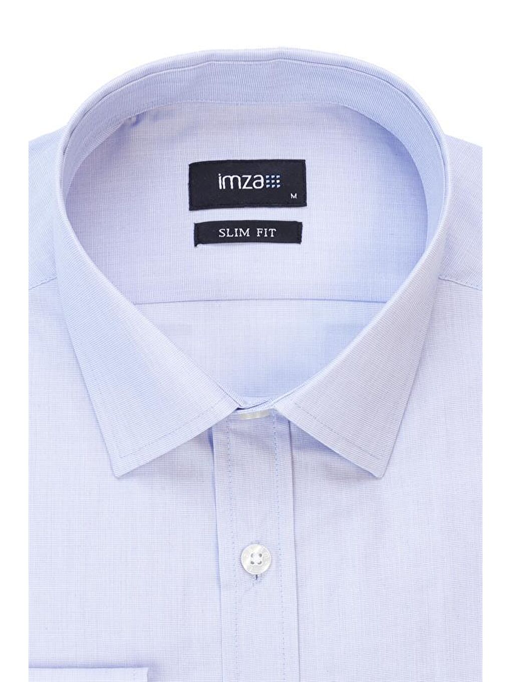 Mavi Uzun Kol Filafil Sert Yaka  Slim Fit Dar Kesim Basic Gömlek 1004215008-1