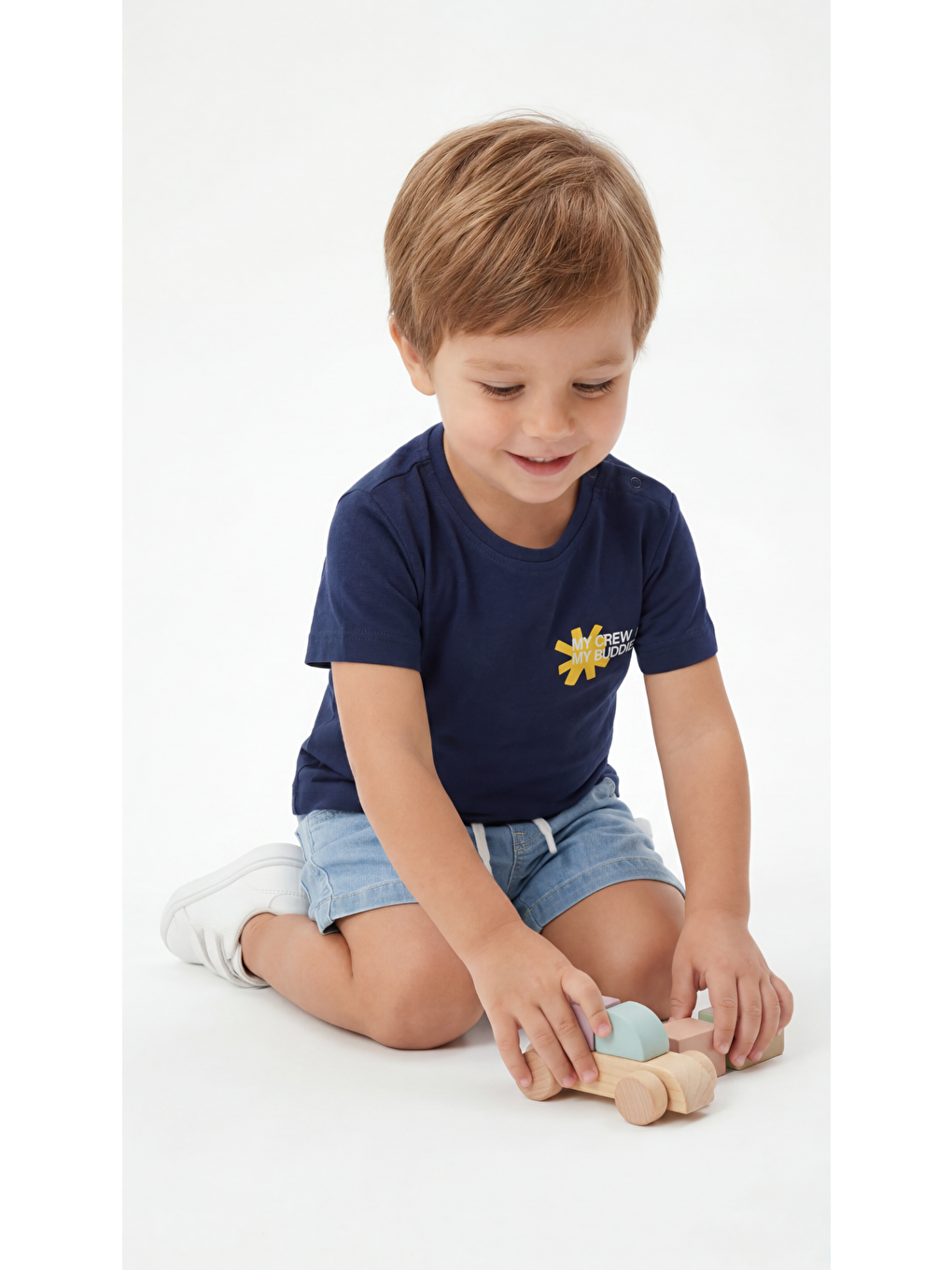 Lacivert My Crew My Buddies Baskılı Erkek Bebek Alt Üst Takım-1