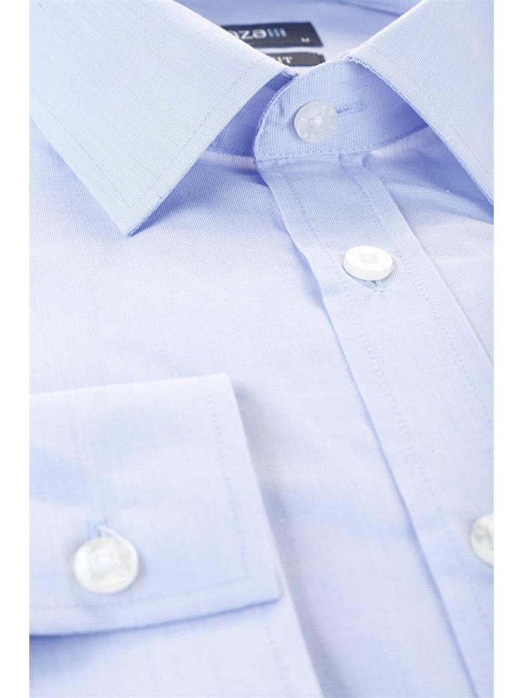 Mavi Uzun Kol Filafil Sert Yaka  Slim Fit Dar Kesim Basic Gömlek 1004215008-2