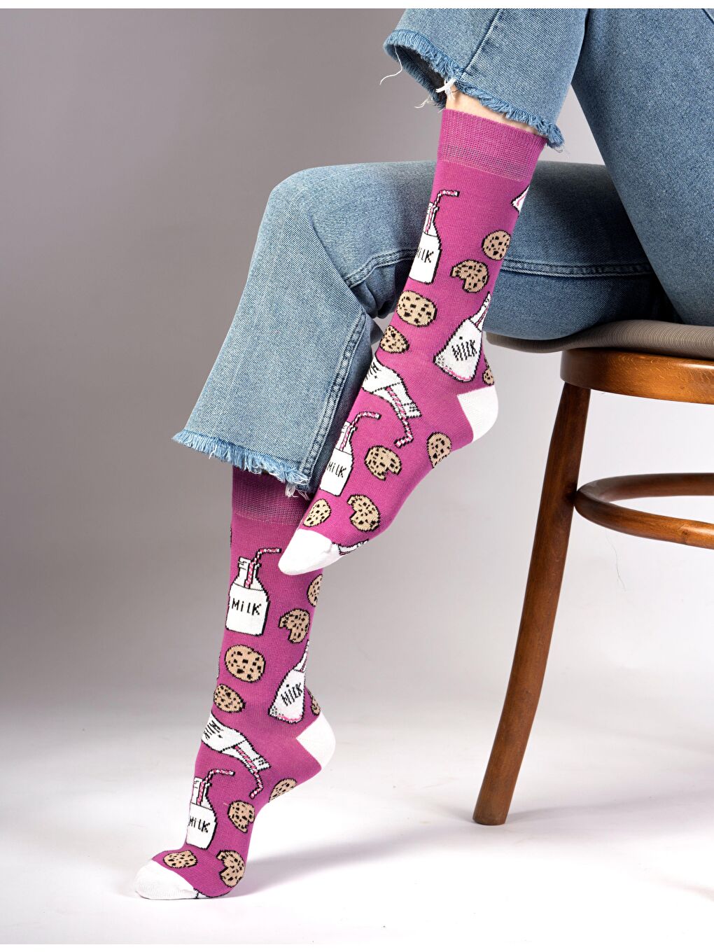 Mor Milk Desenli Çorap-3
