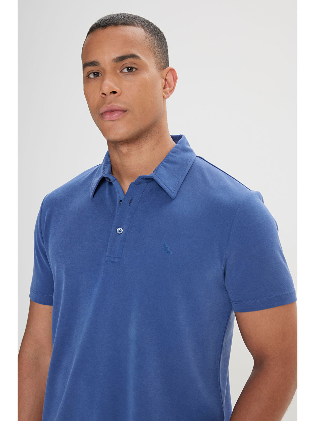 Erkek İndigo Slim Fit Dar Kesim Polo Yaka Tişört-3