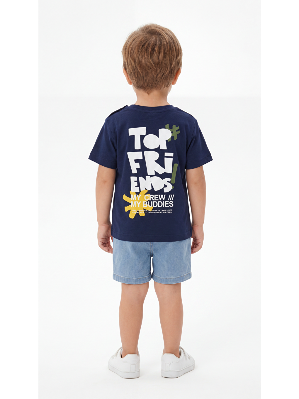 Lacivert My Crew My Buddies Baskılı Erkek Bebek Alt Üst Takım-3