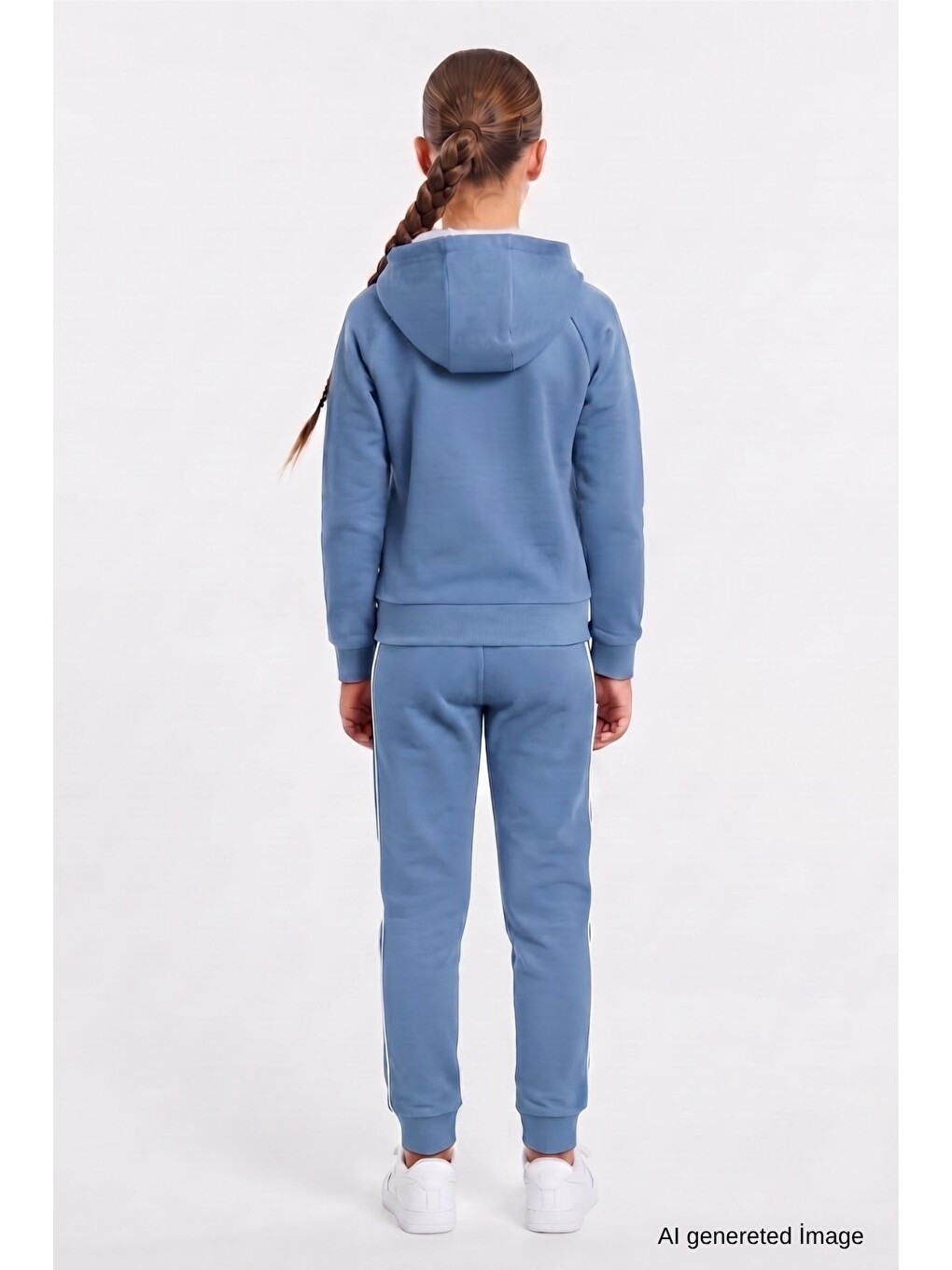İndigo Kız Çocuk Scuba Atheletic Reglan Kol Kapüşonlu Dalgıç Kumaş Eşofman Takımı Esf7027-3