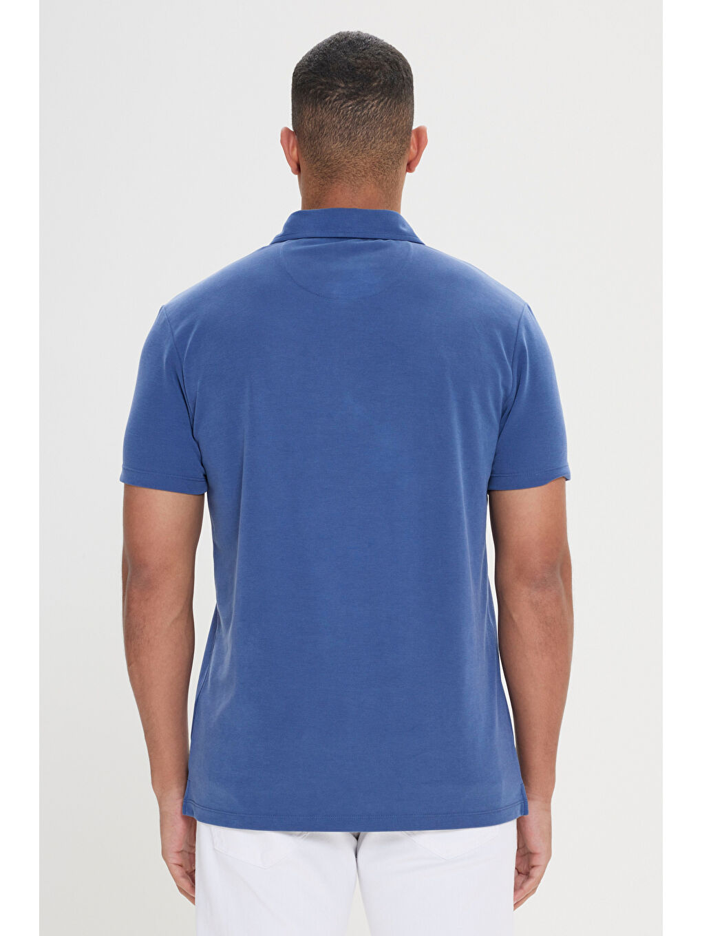 Erkek İndigo Slim Fit Dar Kesim Polo Yaka Tişört-4