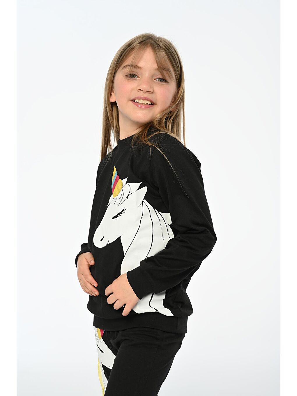 LupiaKids Siyah New Unicorn Siyah Kız Eşofman Takım LP-24SUM-016 - 4