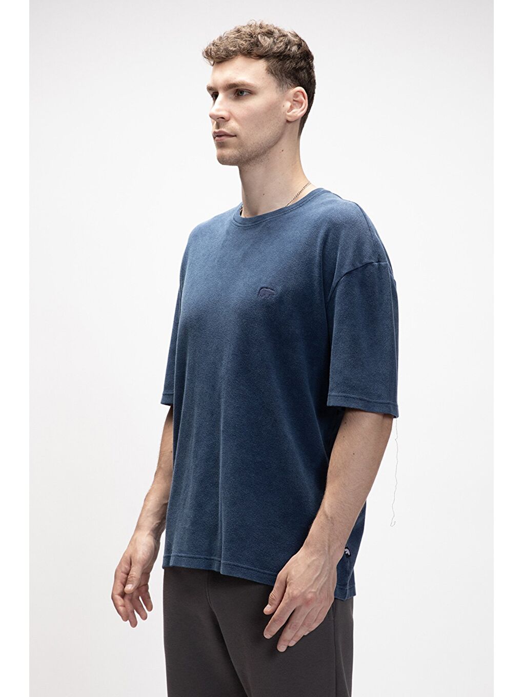 Wild İndigo Baskılı Erkek %100 Pamuk Tişört-1