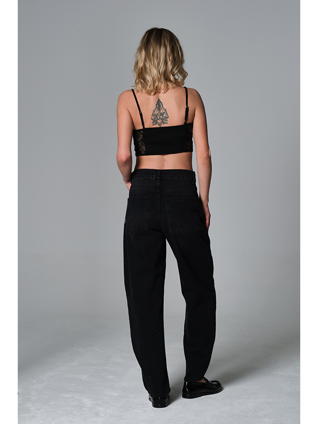 Gri Yüksek Bel Barrel Denim %100 Pamuk kadın Jean Baggy Jean Pantolon @Barrella-5