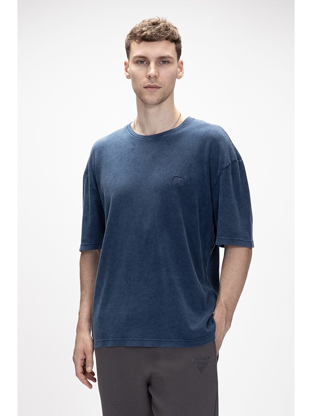 Wild İndigo Baskılı Erkek %100 Pamuk Tişört-3