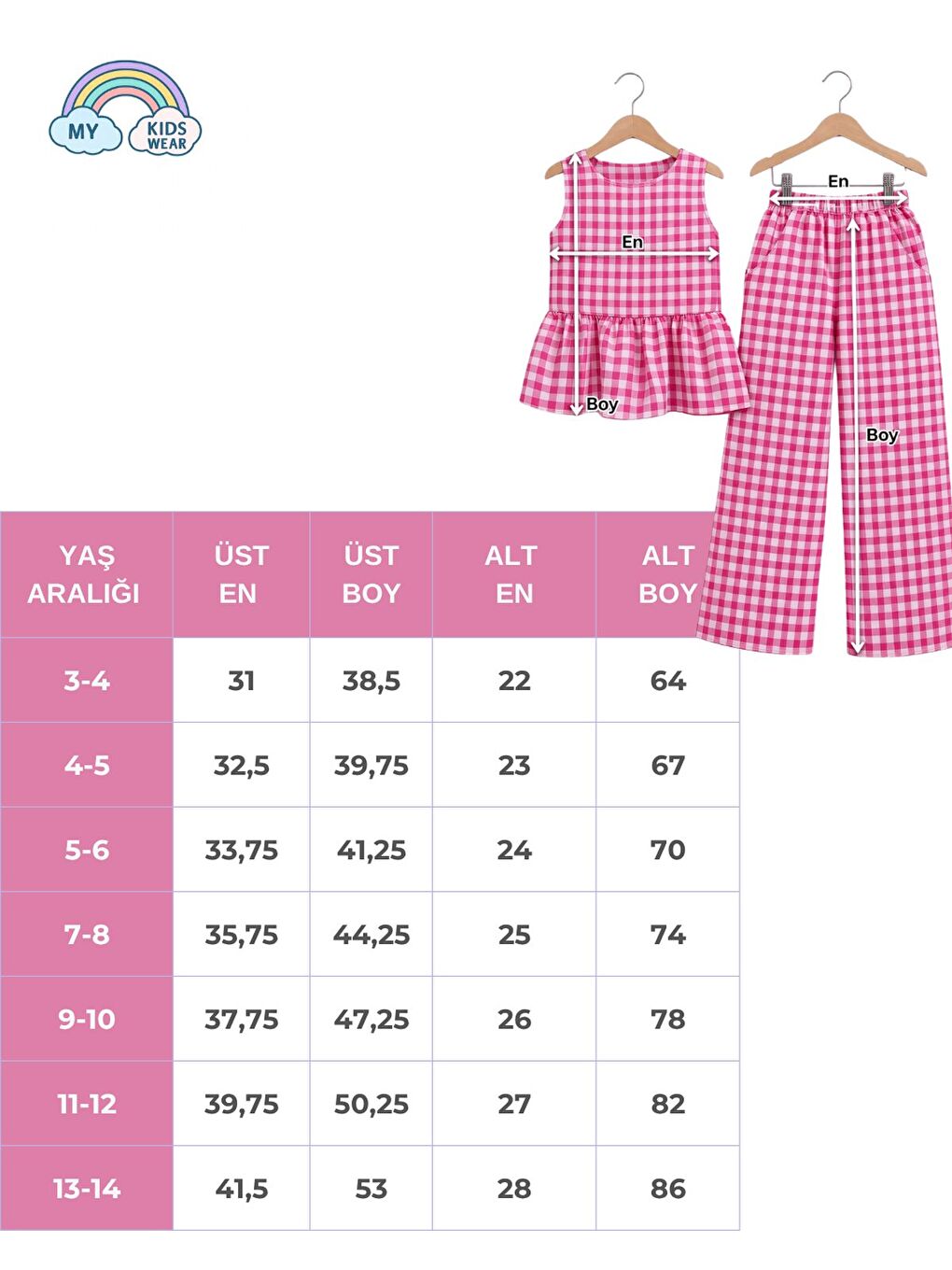 Fuşya Kız Çocuk Pötikareli Peplum Bluz ve Pantolon Takımı 12691-4
