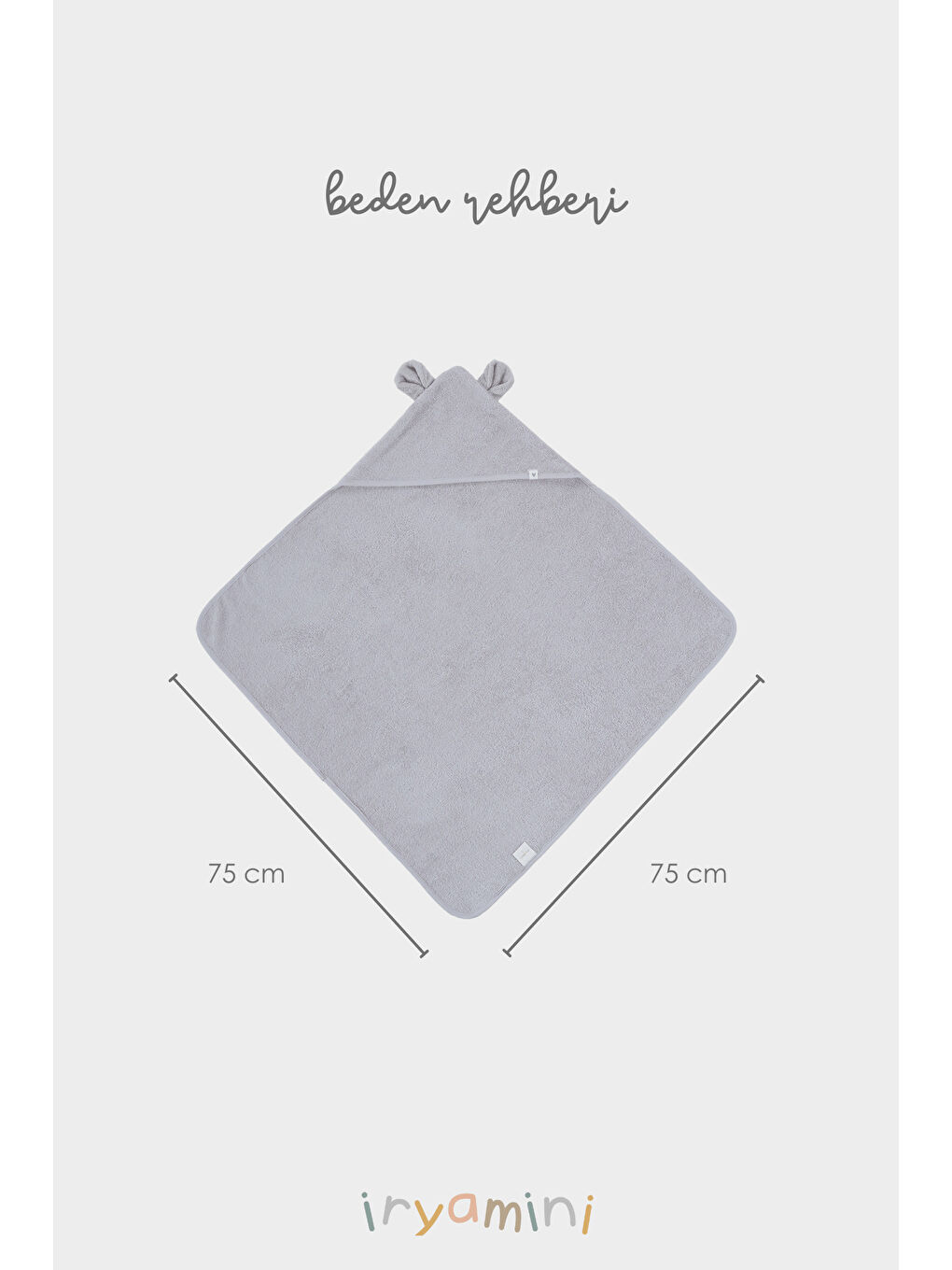 Tiny Bear Organik Pamuk Bebek Kundak Gri 75x75-1