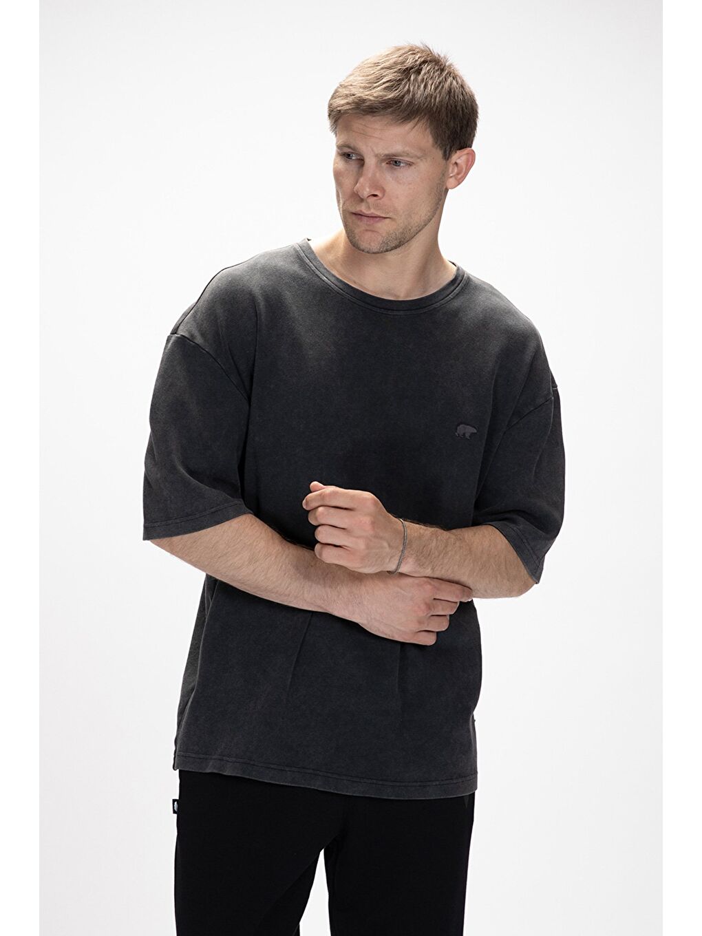 Wild Siyah Baskılı Erkek %100 Pamuk Tişört-3