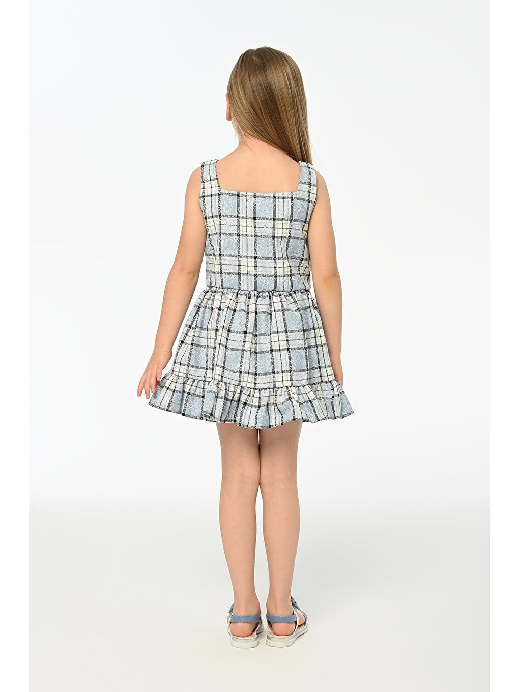 Ebru Askılı Su Mavi Yaz Kız Çocuk Elbise LP-24SUM-057-3