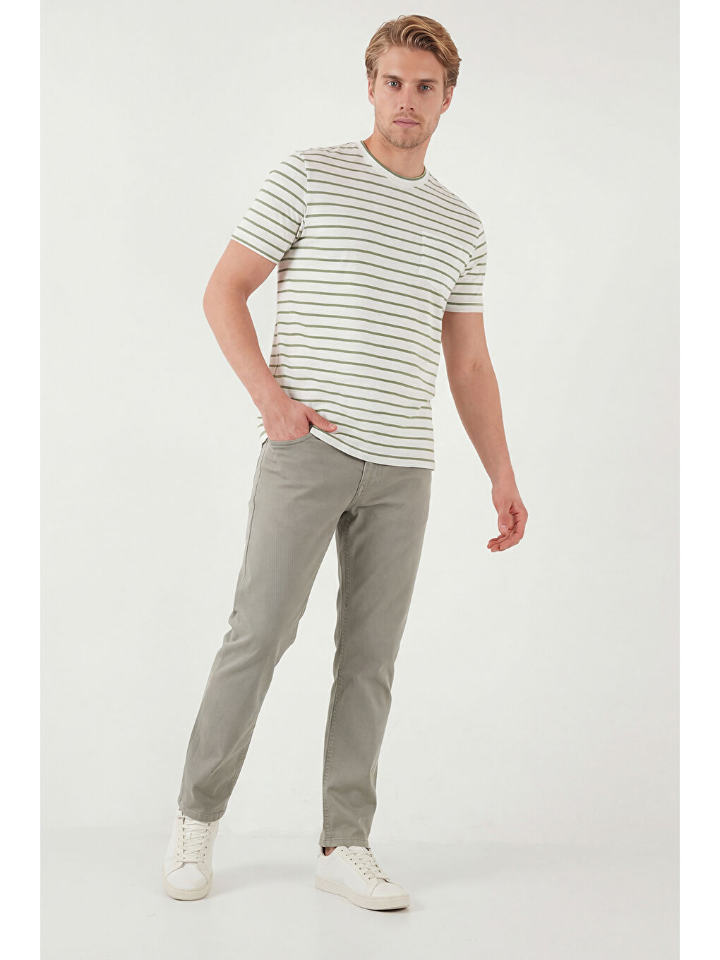 Haki Comfort Boru Paça Normal Bel Pantolon 4412C66TEXAS-1