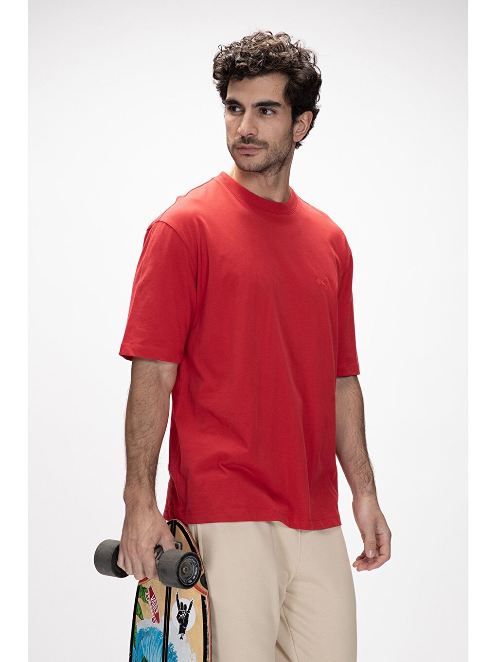 Collage Kırmızı Basic Erkek T-Shirt-4