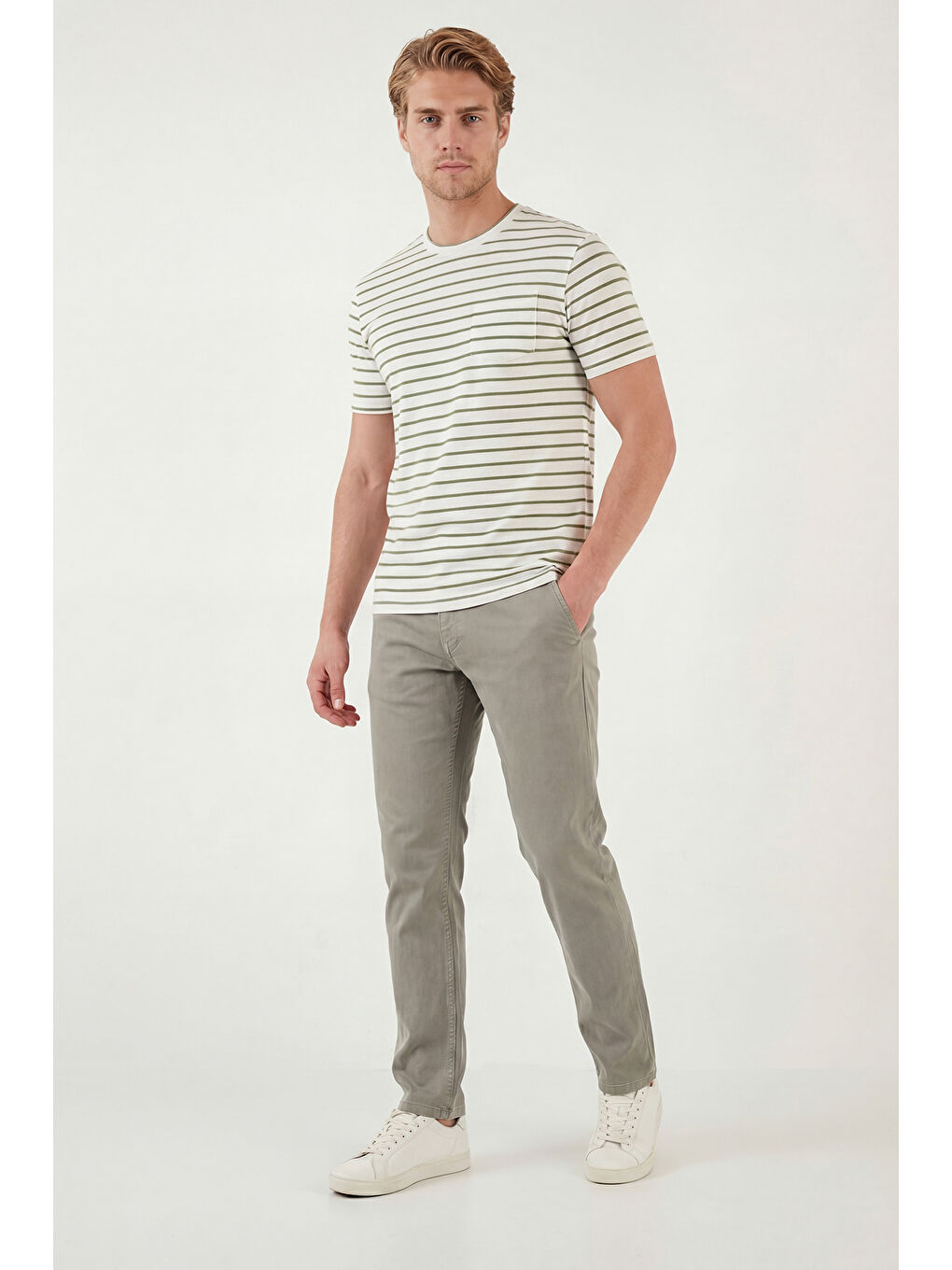 Haki Comfort Boru Paça Normal Bel Pantolon 4412C66TEXAS-2