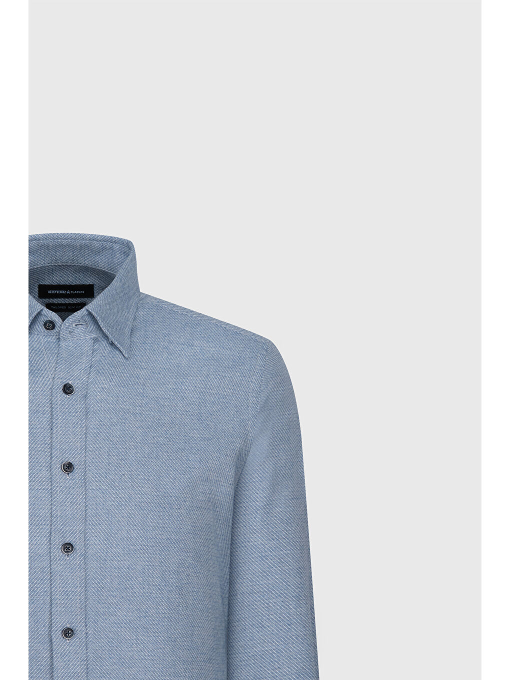 Erkek Mavi Slim Fit Dar Kesim Klasik Yaka Flanel Gömlek-8