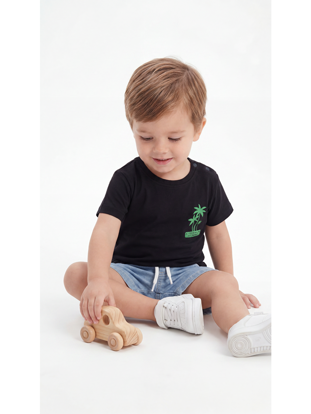 Siyah All I Need Are Palm Trees And A Warm Breeze Baskılı Erkek Bebek Alt Üst Takım-1