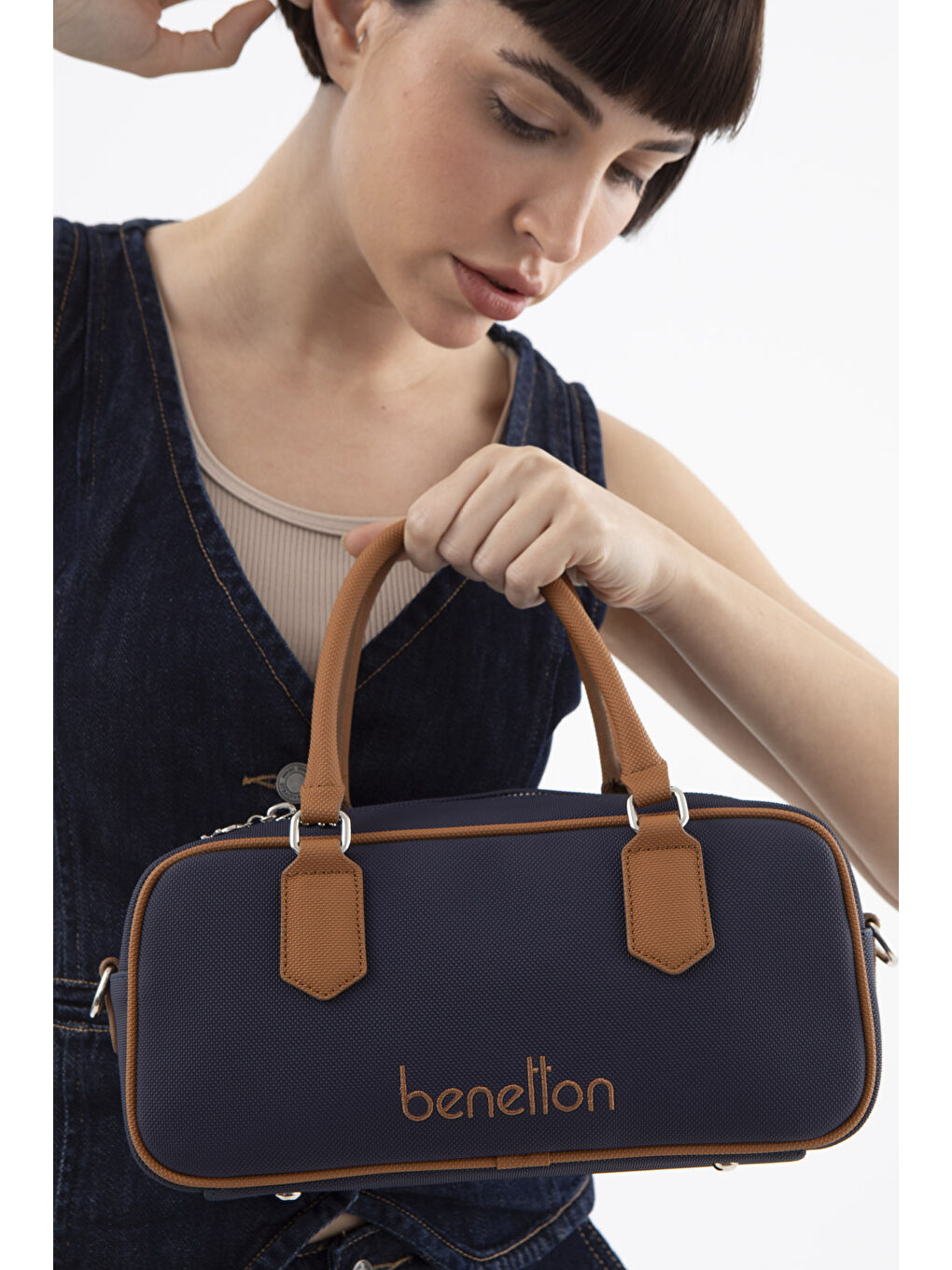 Lacivert Kadin Çapraz Çanta Laci̇vert-Camel BNT1621-1