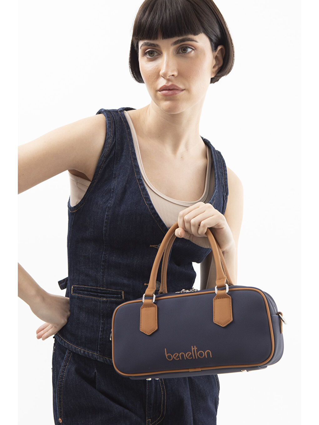 Lacivert Kadin Çapraz Çanta Laci̇vert-Camel BNT1621-2