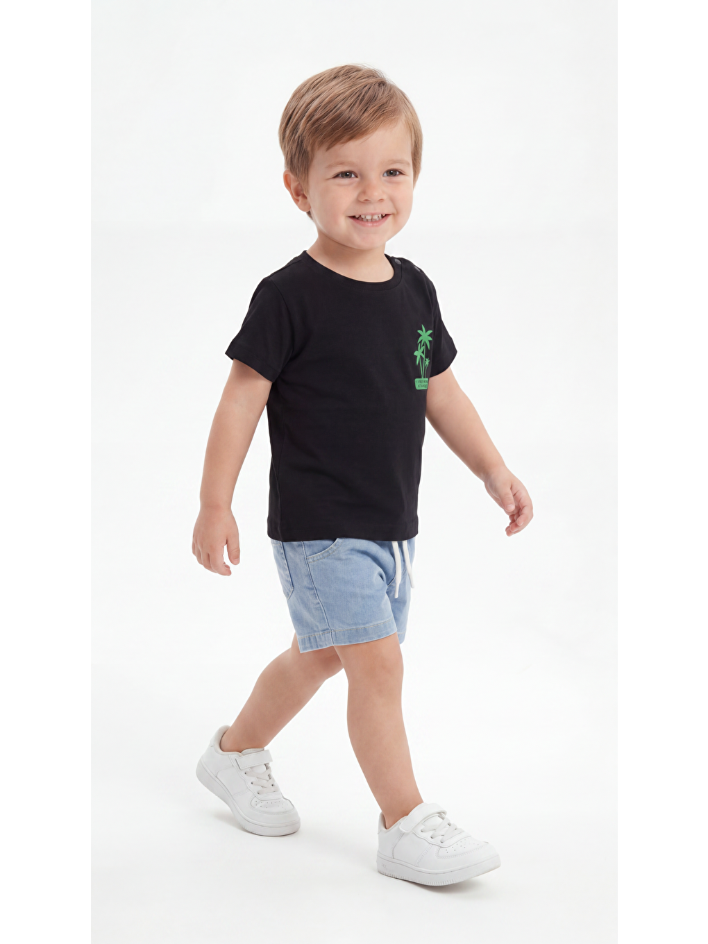 Siyah All I Need Are Palm Trees And A Warm Breeze Baskılı Erkek Bebek Alt Üst Takım-2