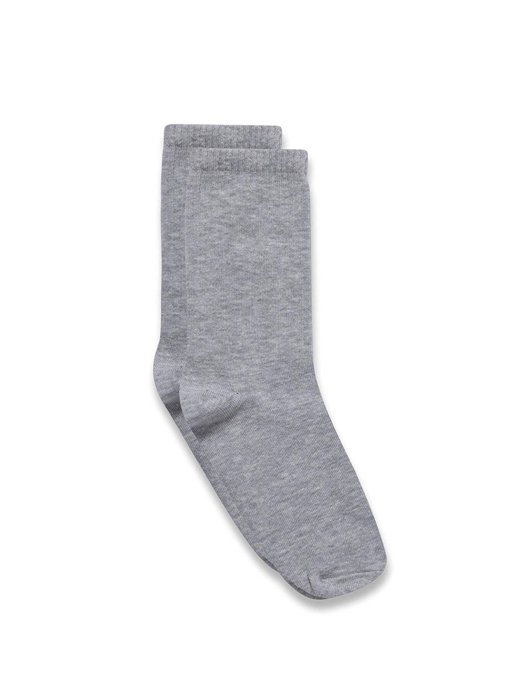 Uzun Basıc Soket Çorap Gri
