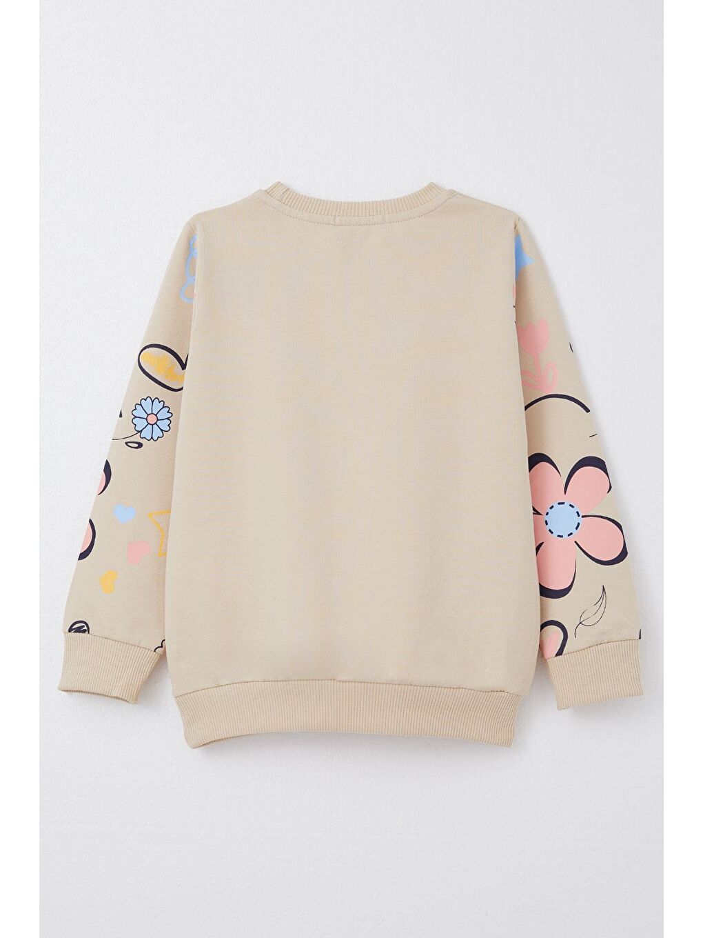 Kız Çocuk Sweatshirt Bahar Temalı Çiçek Desenli Bej (2 Yaş)-1