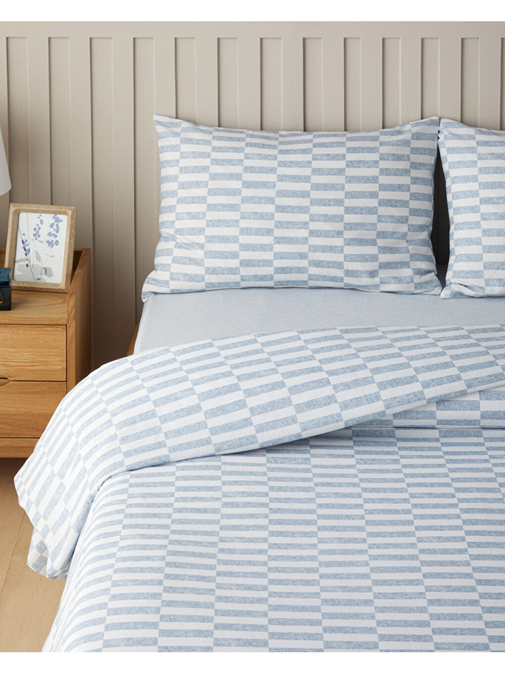 Block Dots Kolay Ütülenir Tek Kişilik Nevresim Takımı 160x220 cm Mavi-1