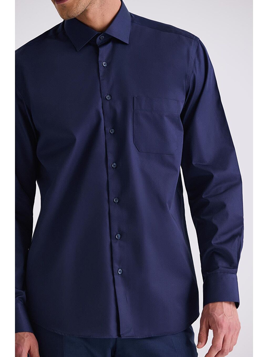 Lacivert Classic Fit %100 Pamuk Gömlek-2