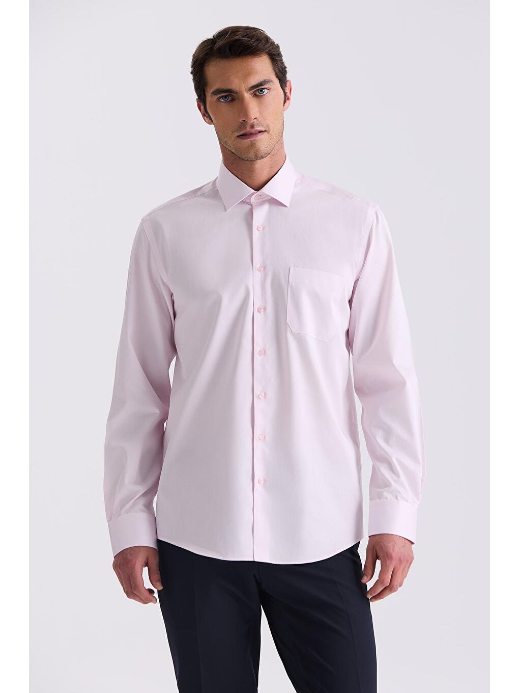 Pembe Classic Fit %100 Pamuk Gömlek