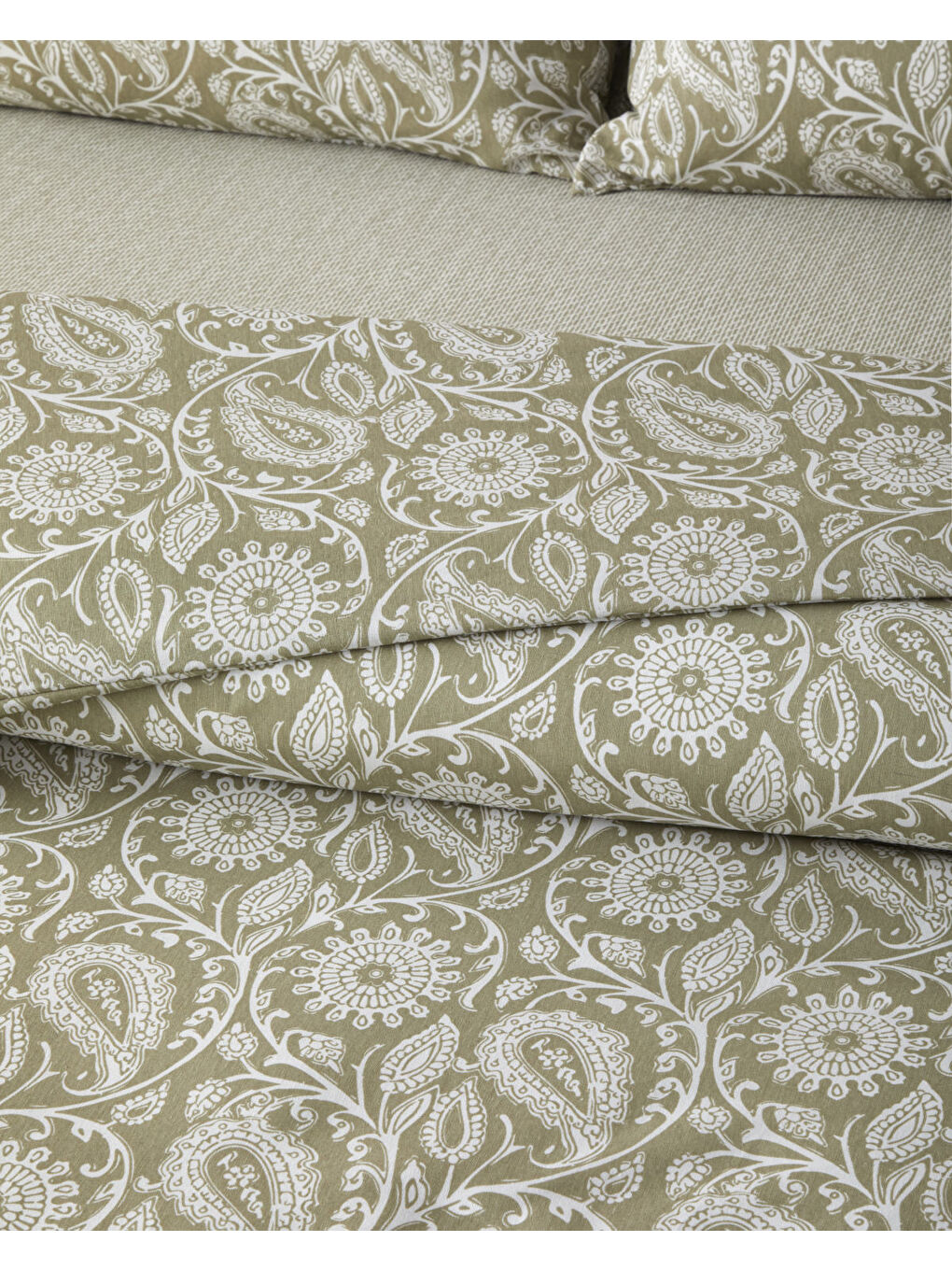 Ethnic Charm Kolay Ütülenir Tek Kişilik Nevresim Takımı 160x220 cm Yağ Yeşili-2