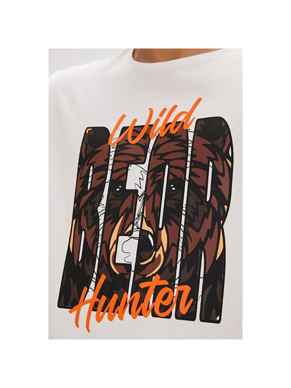 Hunt Erkek Beyaz Yuvarlak Yaka Tişört-1