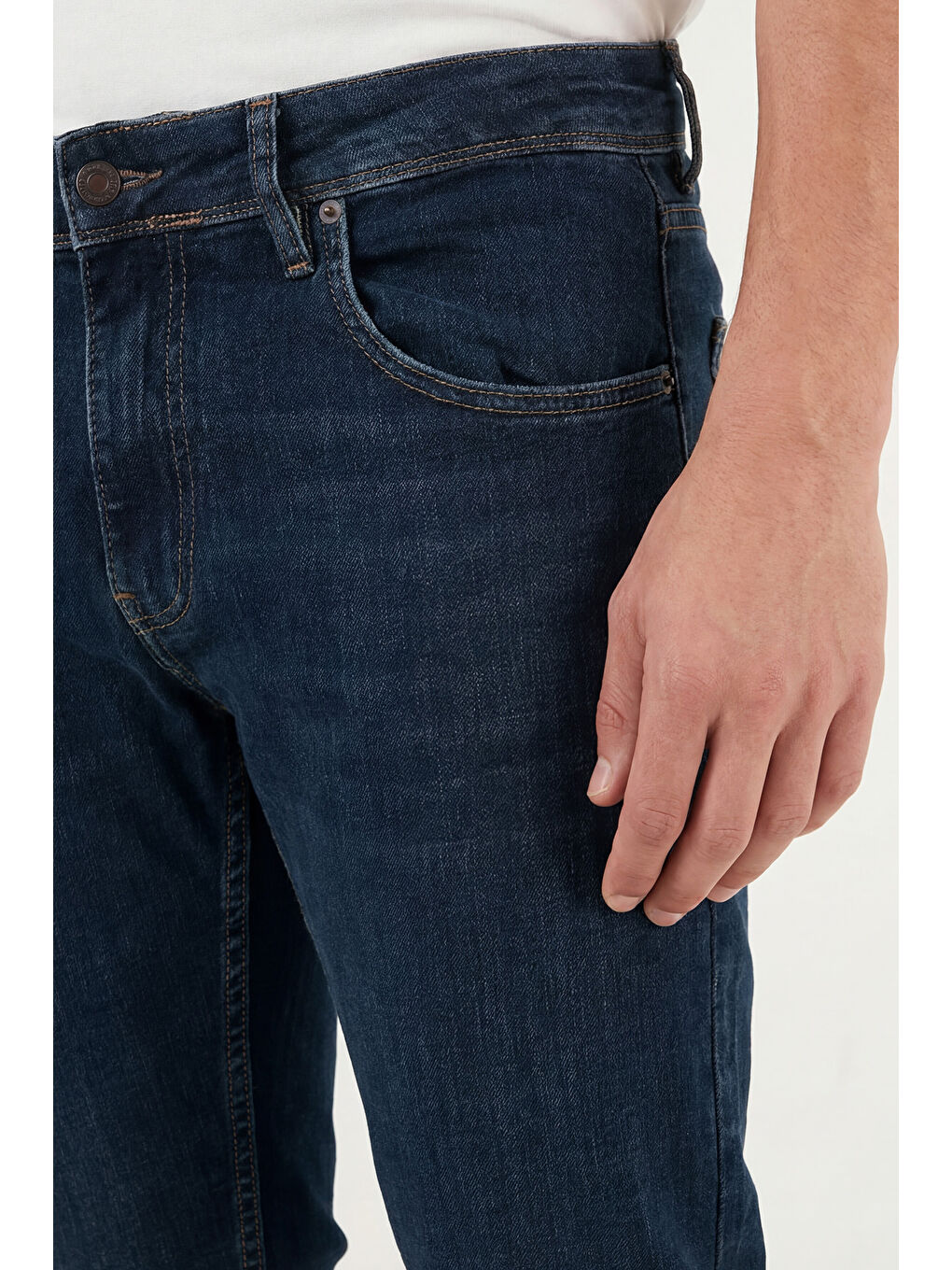 Lacivert Dar Kalıp Dar Paça Yüksek Bel Jean Pantolon 3300C51TOKYO-5