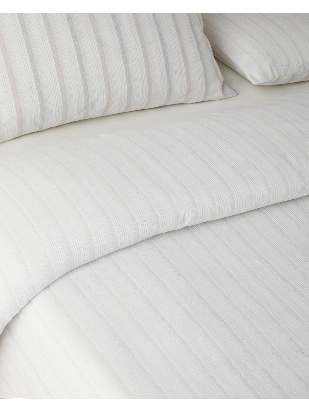 Glint Stripes İpliği Boyalı Çift Kişilik Nevresim Takımı 200x220 cm Bej-Gri-2