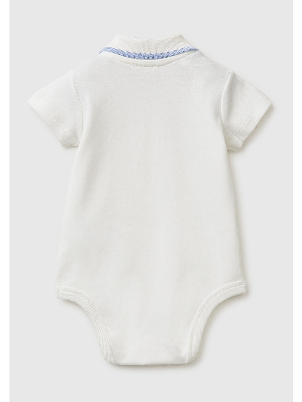 Bebek Beyaz Göğsü Logolu Polo Yaka Çıtçıtlı Kısa Kollu Body-1