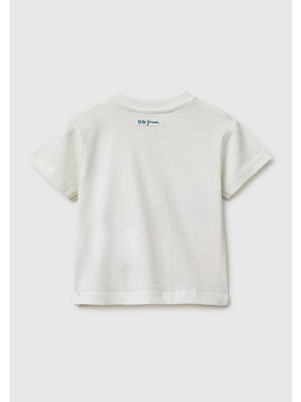 Bebek Beyaz Su Bazlı Baskılı Omzu Gizli Çıtçıtlı Yuvarlak Yaka T-Shirt-1