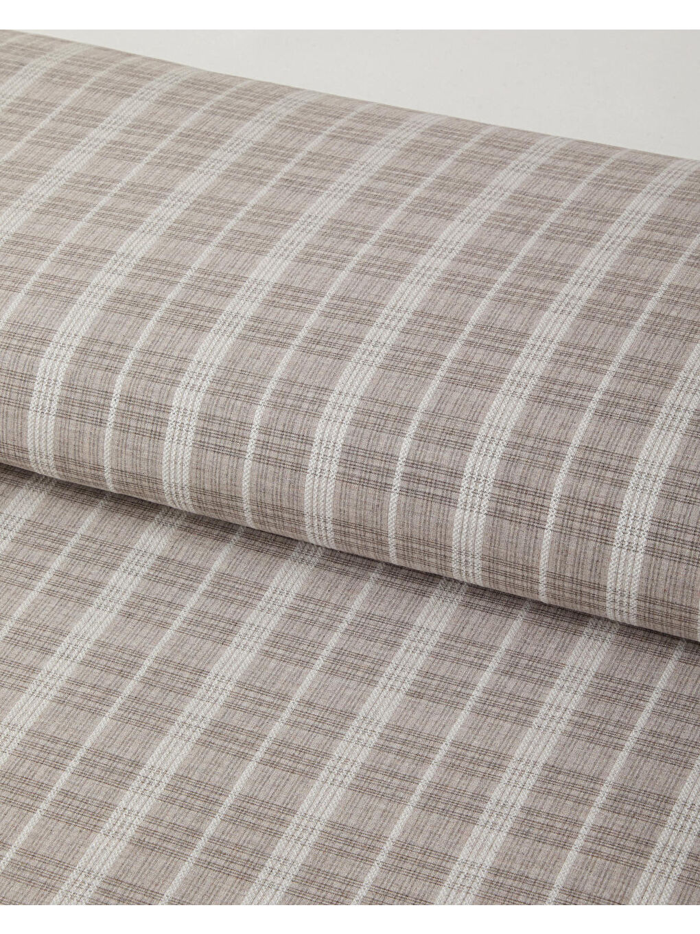 Glen Plaid İpliği Boyalı Çift Kişilik Nevresim Takımı 200x220 cm Koyu Bej-3