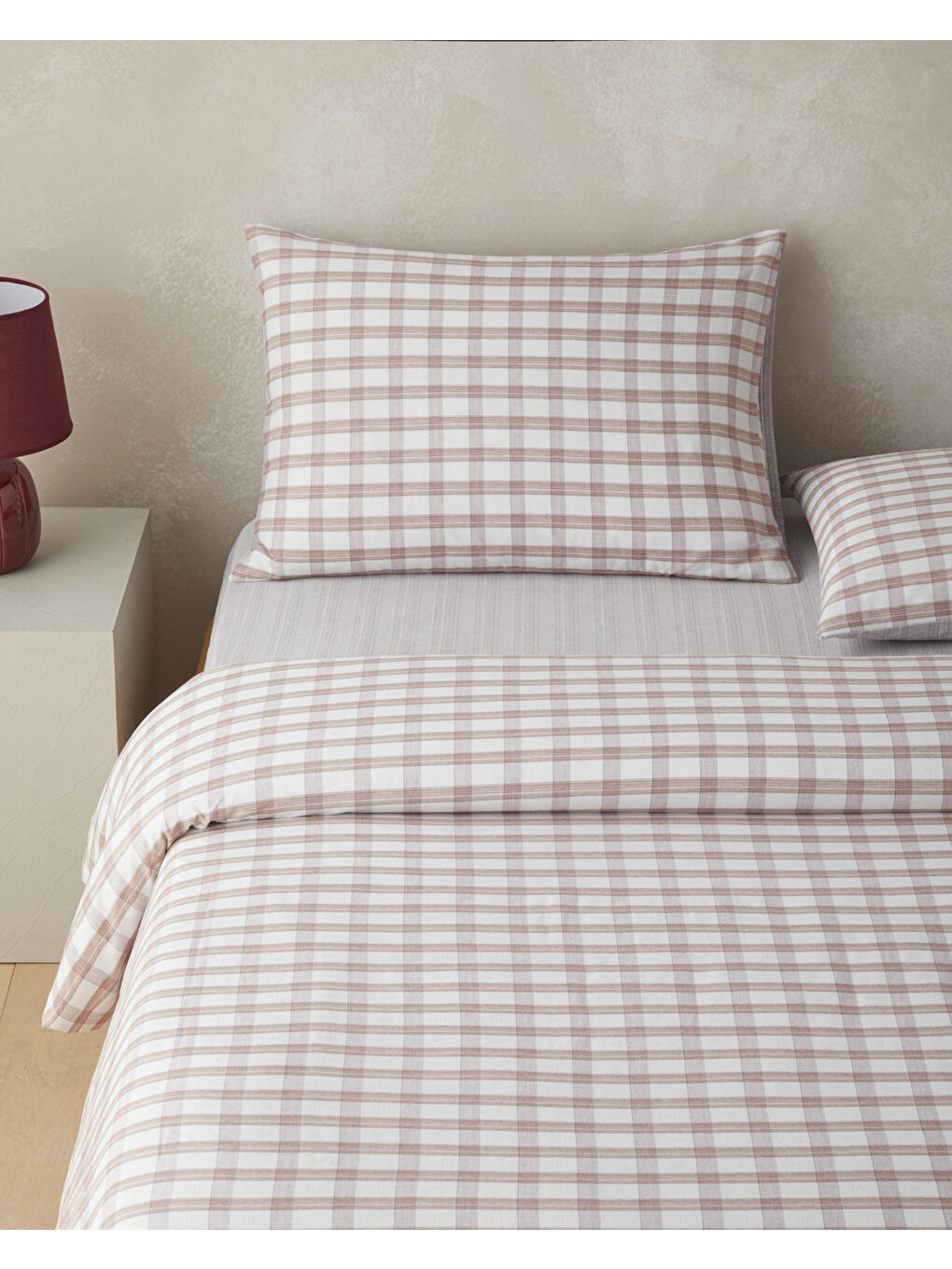 Crispcheck İpliği Boyalı Çift Kişilik Nevresim Takımı 200x220 cm Turuncu-1